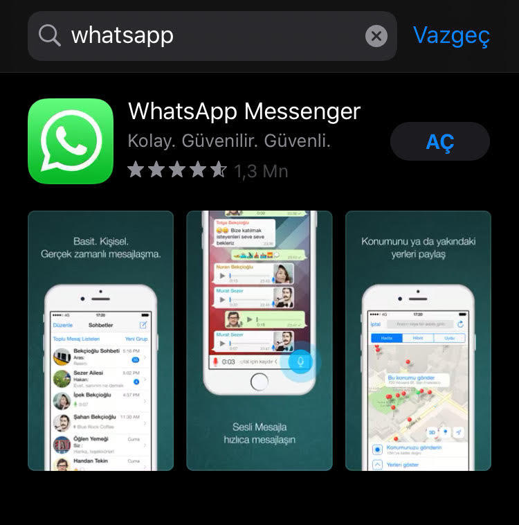whatsapp indirme islemleri