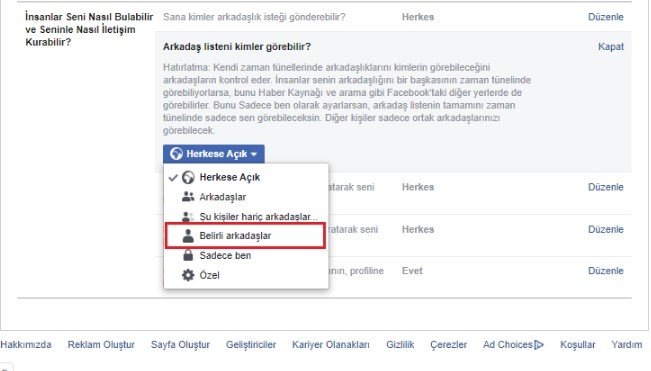 Facebook'ta bazı arkadaşları gizleme