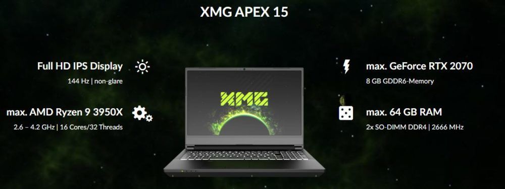 Schenker XMG Apex teknik özellikler 