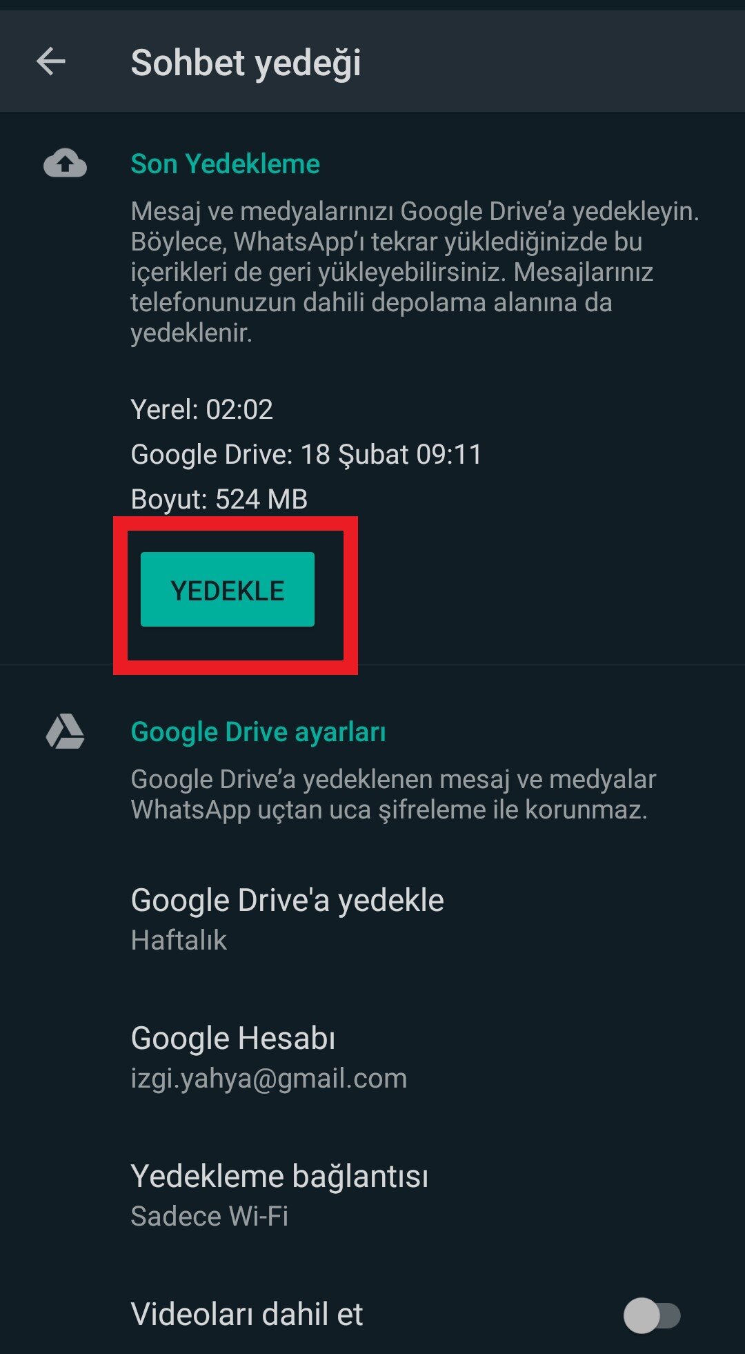 Google Drive ile Birinin Whatsapp Mesajlarını Okumak 1