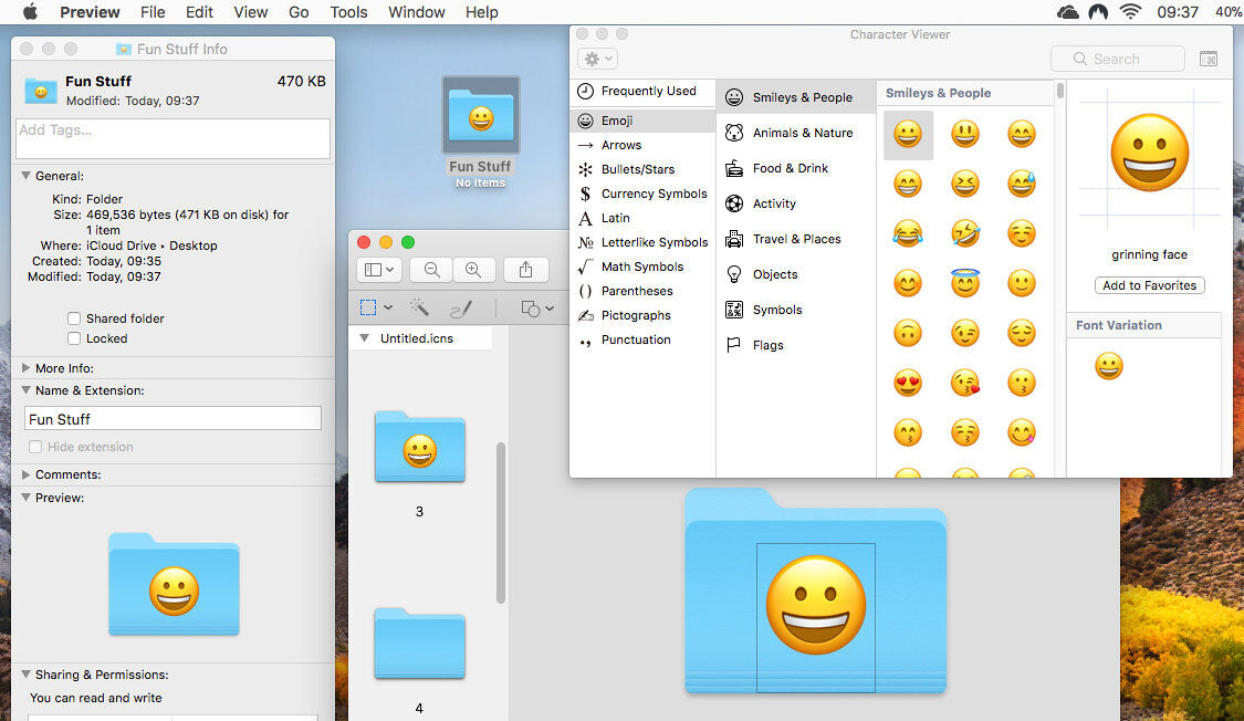 mac klasörü emoji yapma