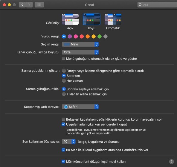 Mac’de Karanlık Mod Nasıl Yapılır