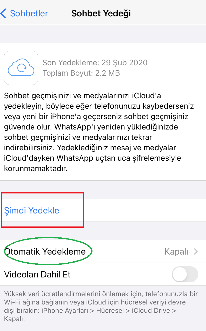 whatsapp sohbetleri yeni telefona aktarma