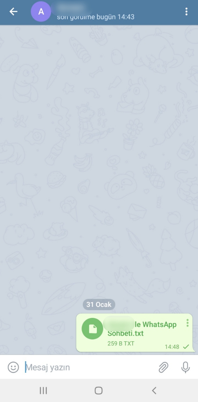 Telegram'a Aktarılan Sohbeti Görüntüleme